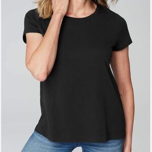 J. Jill Luxe Supima Cotton Black Short Sleeve Minimalist Tee Size LP